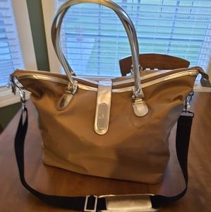 JM Collection tan & gold tote bag